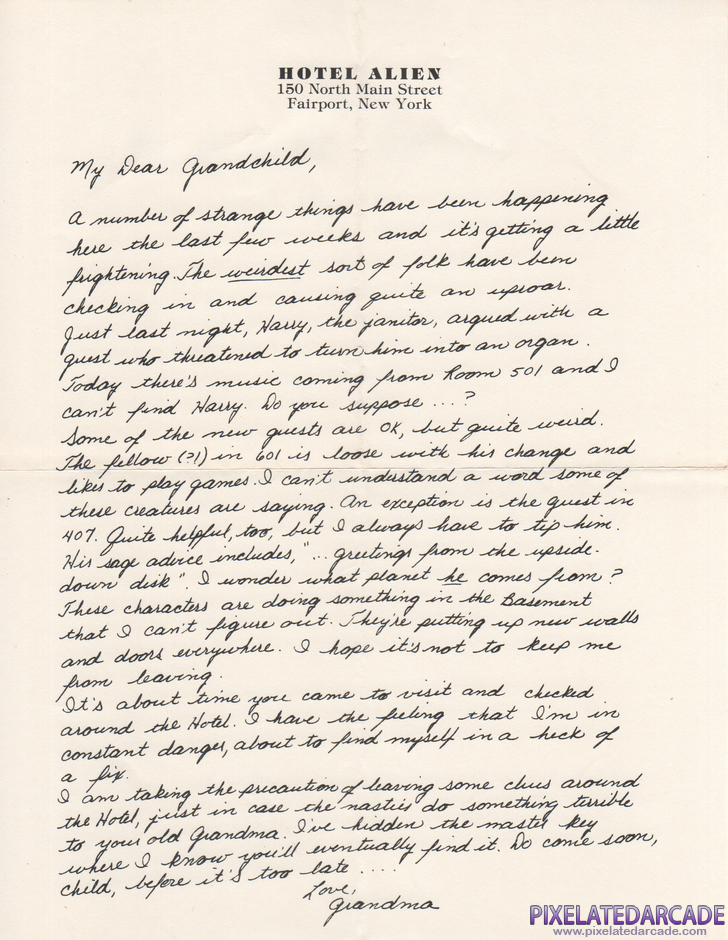 Hotel Alien Package Contents: Hotel Alien introductory letter