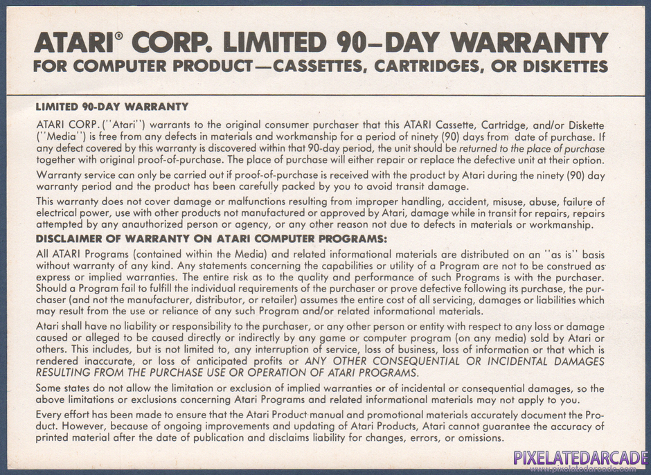 Desert Falcon Package Contents: Warranty card - Back Desert Falcon Package Contents: Warranty card - Back