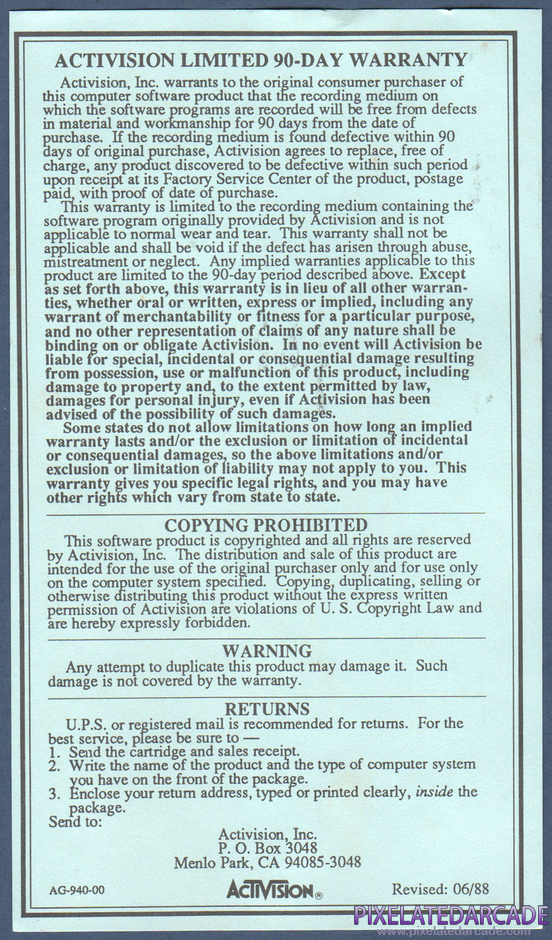 Title Match Pro Wrestling Package Contents: Warranty information card Title Match Pro Wrestling Package Contents: Warranty information card