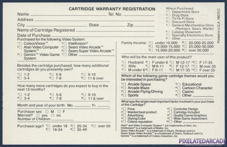 2010: The Graphic Action Game Package Contents: Warranty registration card - Back 2010: The Graphic Action Game Package Contents: Warranty registration card - Back