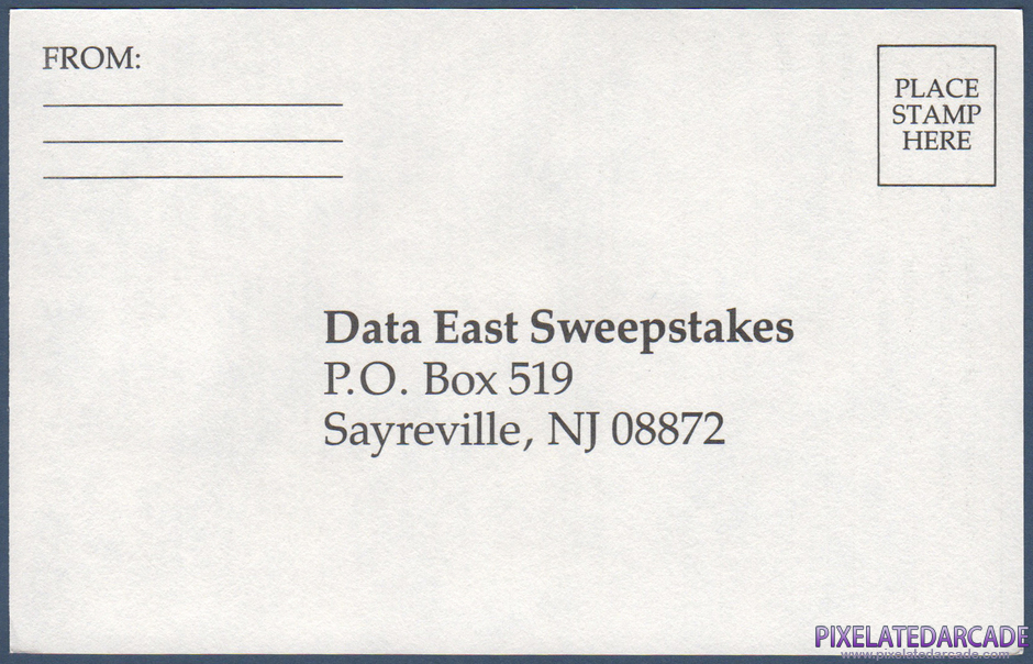 Tag Team Wrestling Package Contents: Data East sweepstakes card - Front Tag Team Wrestling Package Contents: Data East sweepstakes card - Front