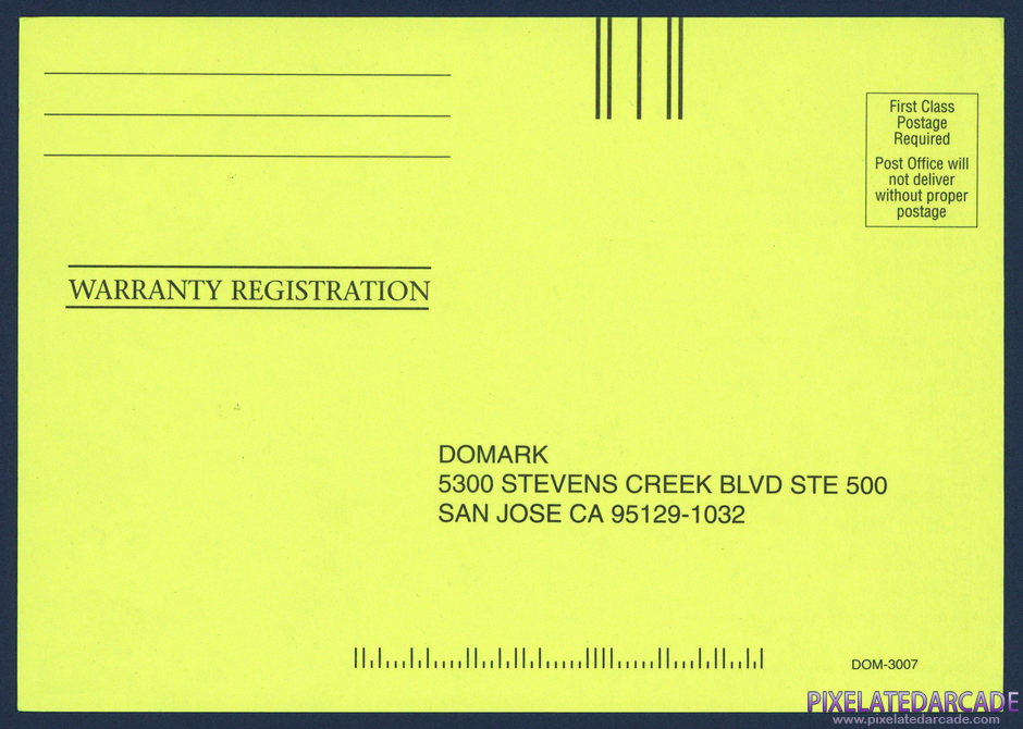 Tengen's Arcade Hits Package Contents: Warranty registration card - Front Tengen's Arcade Hits Package Contents: Warranty registration card - Front