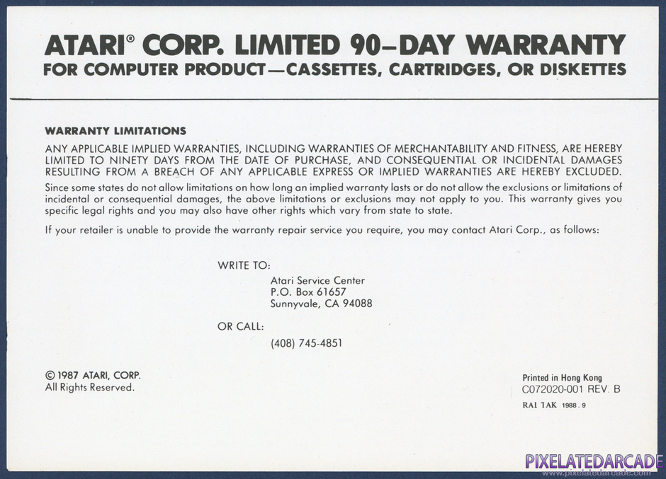 Gravitar Package Contents: Warranty information card - Front Gravitar Package Contents: Warranty information card - Front