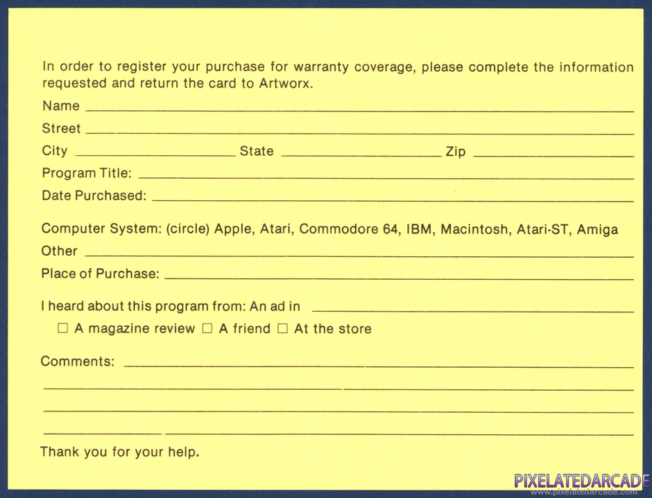 Cycle Knight Package Contents: Warranty registration card - Back