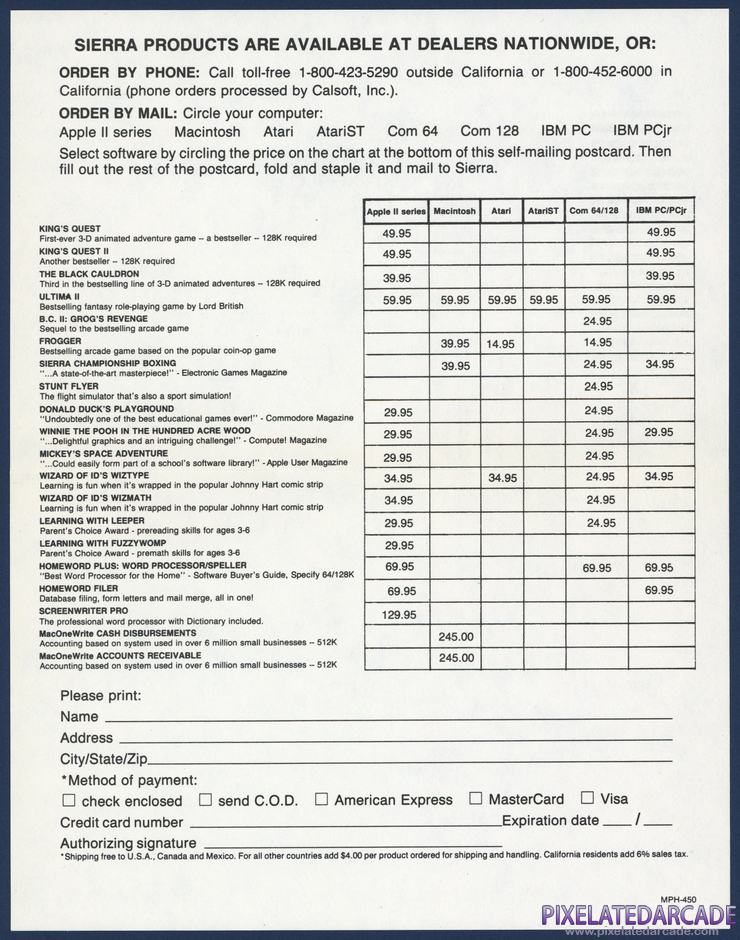 Stunt Flyer Package Contents: Sierra product order form - Inside Stunt Flyer Package Contents: Sierra product order form - Inside