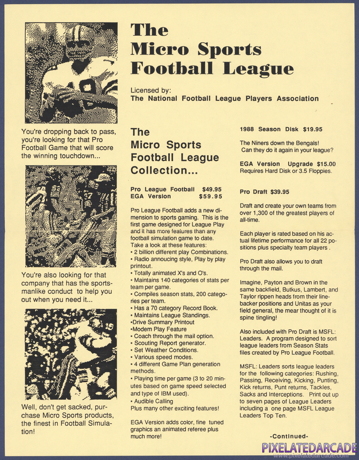 MSFL Pro League Football Package Contents: Micro Sports flyer - Front MSFL Pro League Football Package Contents: Micro Sports flyer - Front