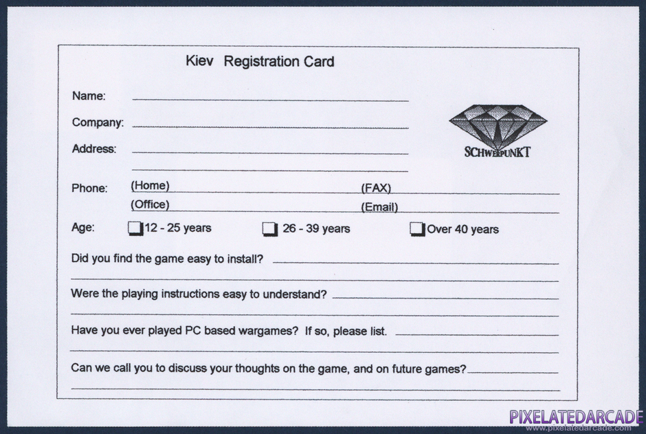 Kiev Package Contents: Warranty registration card - Back Kiev Package Contents: Warranty registration card - Back