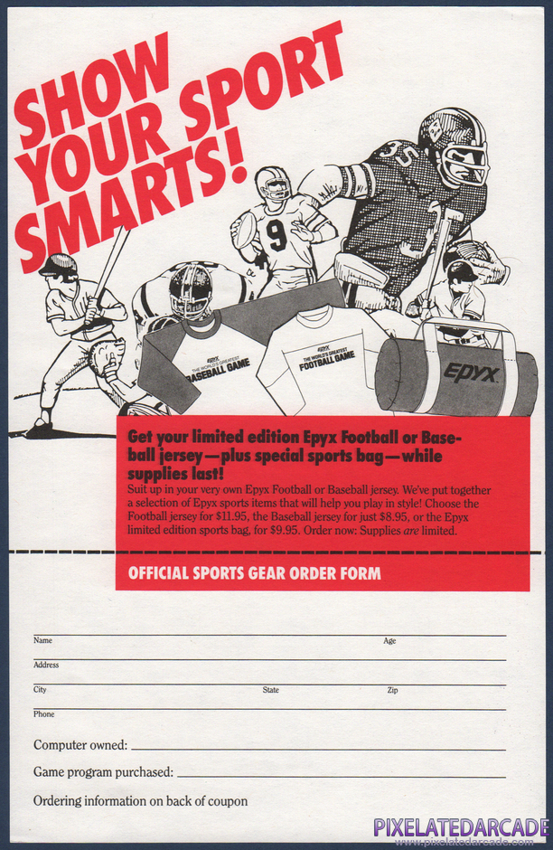 The World's Greatest Baseball Game Package Contents: Epyx sports gear order form - Front The World's Greatest Baseball Game Package Contents: Epyx sports gear order form - Front