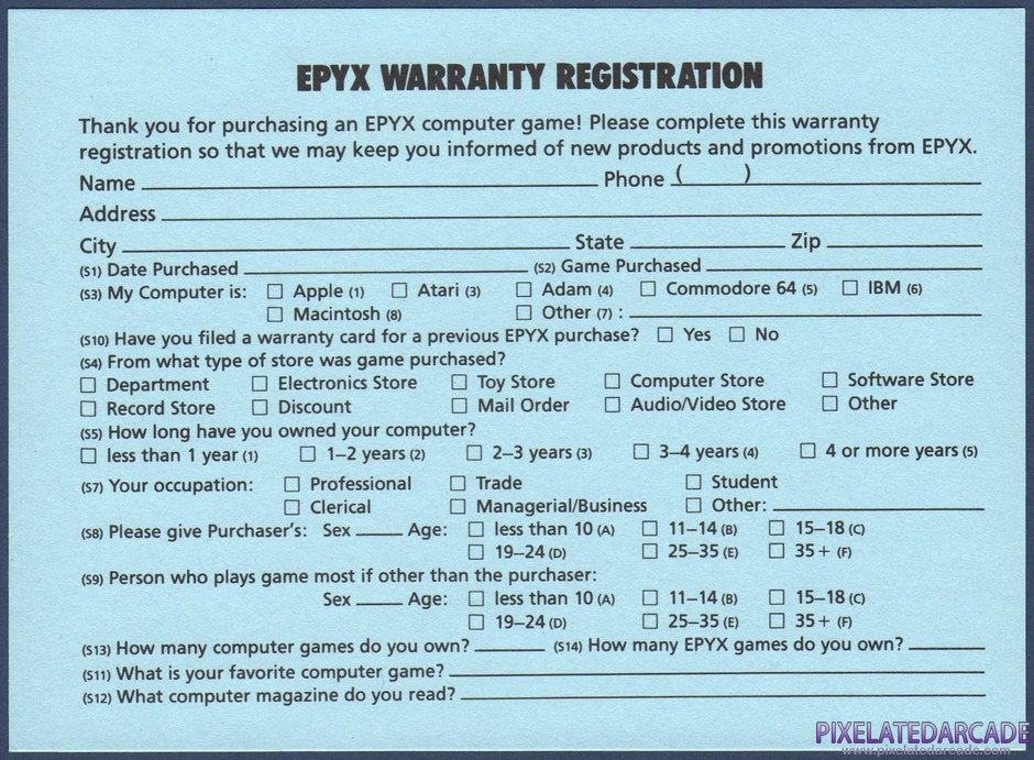 The World's Greatest Baseball Game Package Contents: Warranty registration card - Back The World's Greatest Baseball Game Package Contents: Warranty registration card - Back