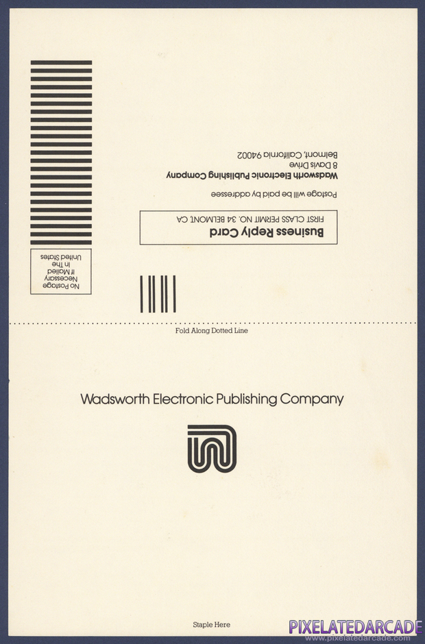 Algebra Arcade Package Contents: Warranty registration card - Front Algebra Arcade Package Contents: Warranty registration card - Front