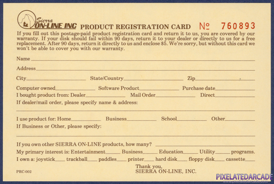 Sammy Lightfoot Package Contents: Warranty registration card - Back