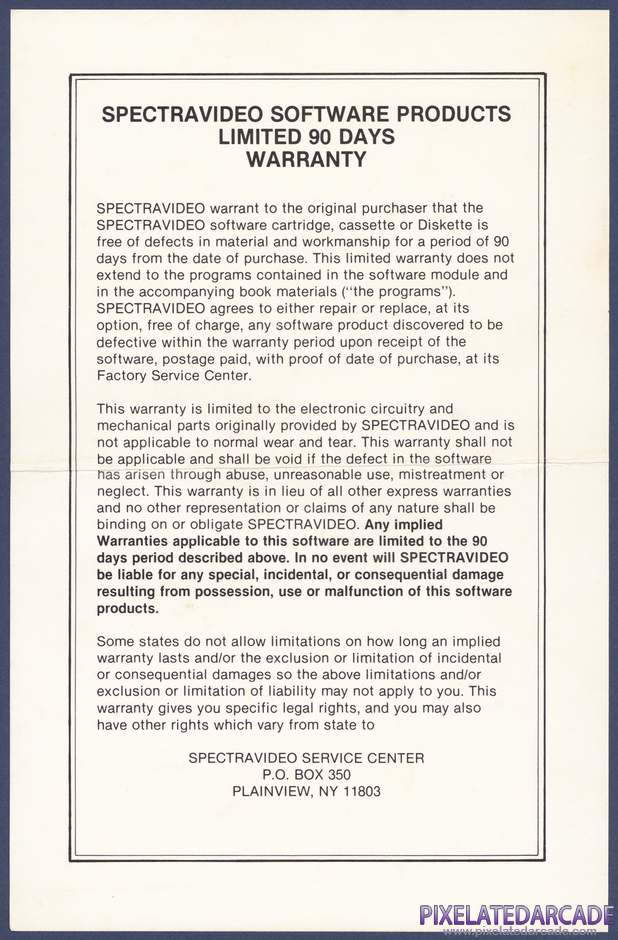 Spectron Package Contents: Warranty information card Spectron Package Contents: Warranty information card