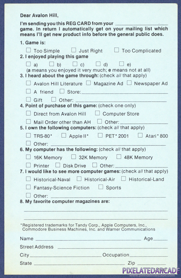 North Atlantic Convoy Raider Package Contents: Warranty registration card - Back North Atlantic Convoy Raider Package Contents: Warranty registration card - Back