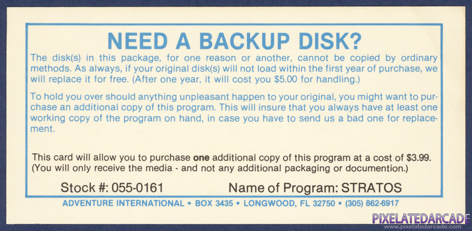 Strätos Package Contents: Backup disk order form - Front Strätos Package Contents: Backup disk order form - Front