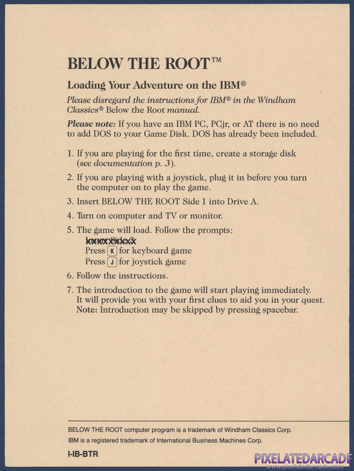 Below the Root Package Contents: IBM version loading instructions Below the Root Package Contents: IBM version loading instructions