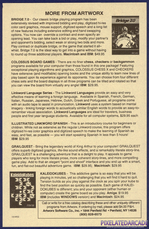 Bridge 7.0 Package Contents: Artworx games flyer Bridge 7.0 Package Contents: Artworx games flyer