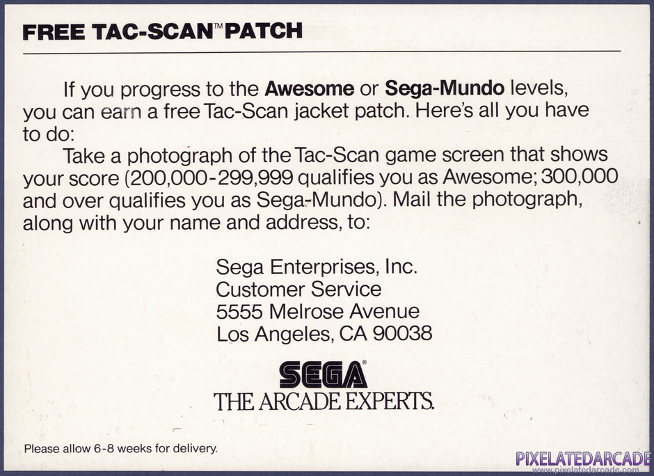 Tac/Scan Package Contents: Performance tracking / free patch card - Back