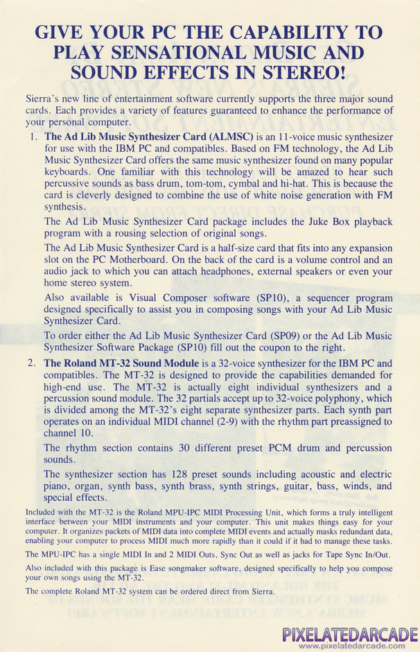 Space Quest III: The Pirates of Pestulon Package Contents: Sierra sound card demo offer - Page 2 Space Quest III: The Pirates of Pestulon Package Contents: Sierra sound card demo offer - Page 2