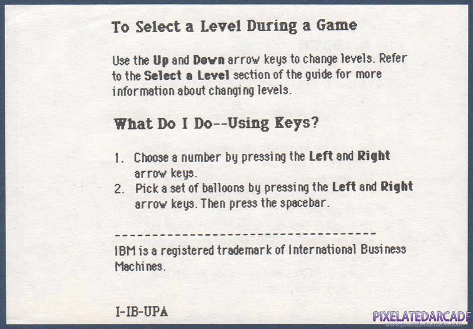 Up & Add 'Em Package Contents: IBM version addendum - Back