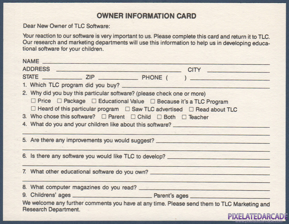 Moptown Parade Package Contents: Warranty registration card - Back Moptown Parade Package Contents: Warranty registration card - Back