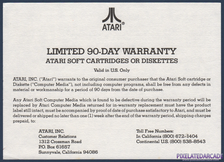 Centipede Package Contents: Warranty information card - Front Centipede Package Contents: Warranty information card - Front