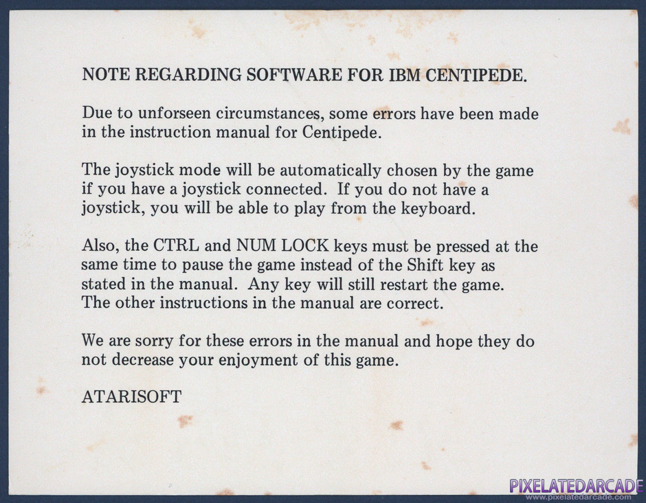 Centipede Package Contents: Instruction manual errata sheet Centipede Package Contents: Instruction manual errata sheet