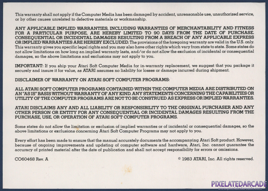 Centipede Package Contents: Warranty information card - Back