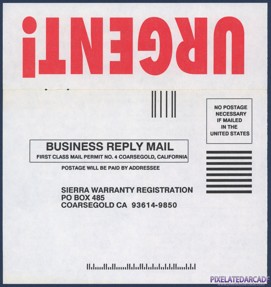 Space Quest IV: Roger Wilco and the Time Rippers Package Contents: Warranty registration card - Front Space Quest IV: Roger Wilco and the Time Rippers Package Contents: Warranty registration card - Front