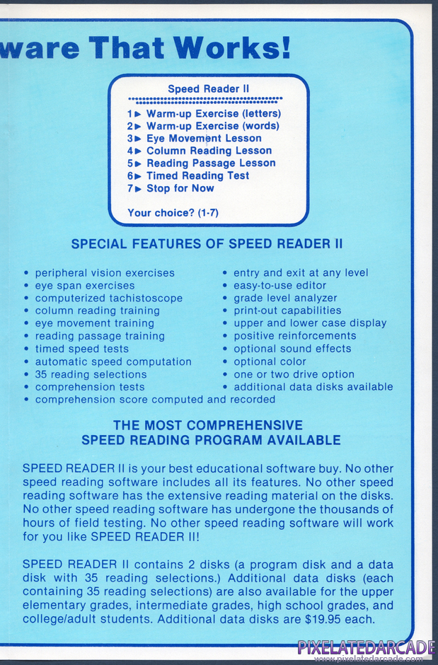 Word Attack! Package Contents: Speed Reader II advertisement - Inside Right Word Attack! Package Contents: Speed Reader II advertisement - Inside Right