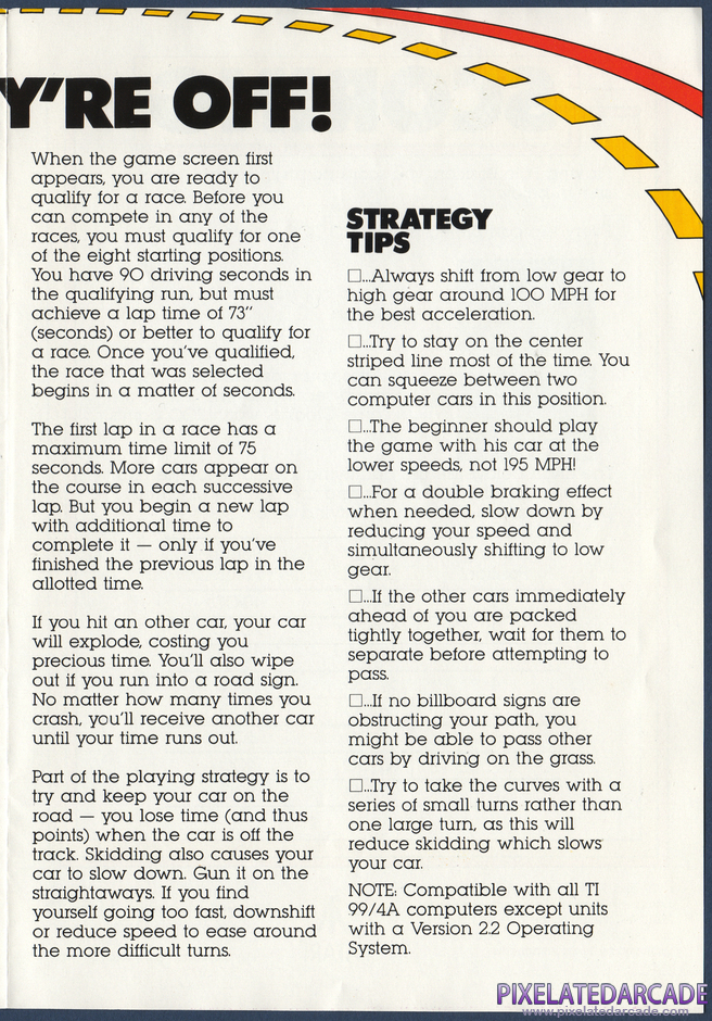 Pole Position Package Contents: Instruction manual - Page 3 Pole Position Package Contents: Instruction manual - Page 3