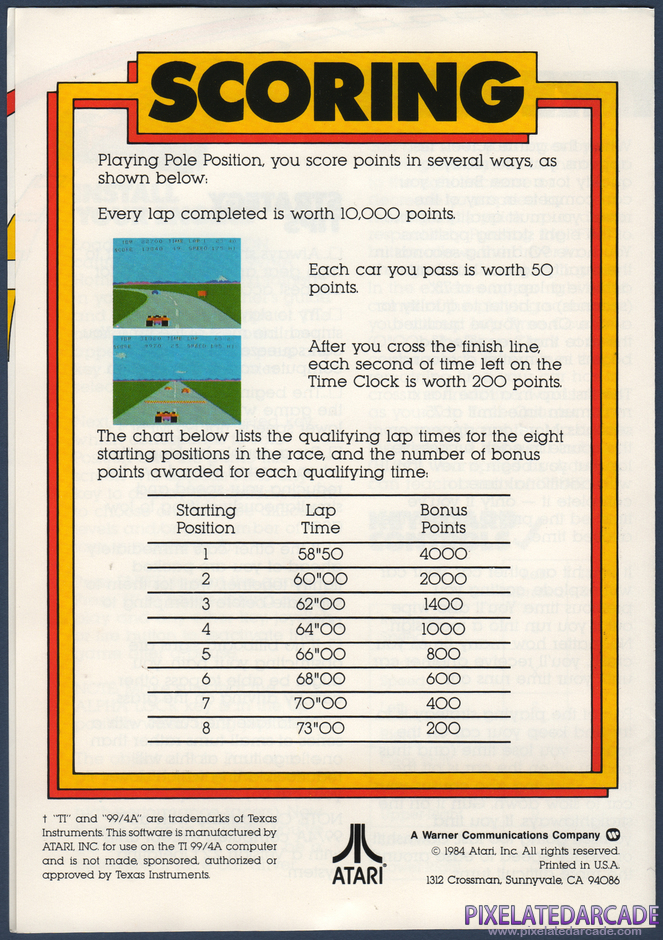 Pole Position Package Contents: Instruction manual - Page 4 Pole Position Package Contents: Instruction manual - Page 4