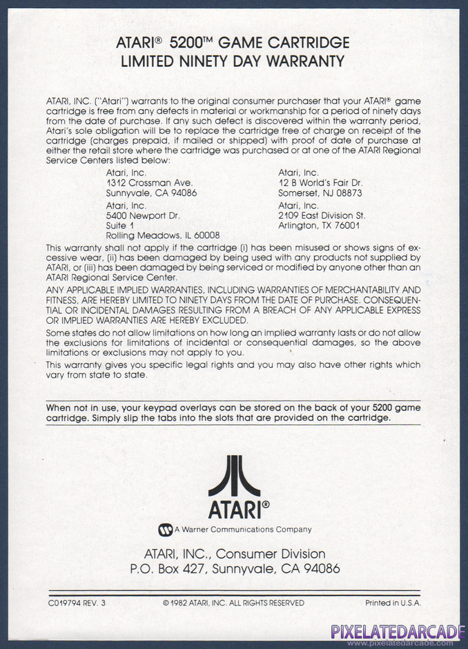 Defender Package Contents: Warranty information card