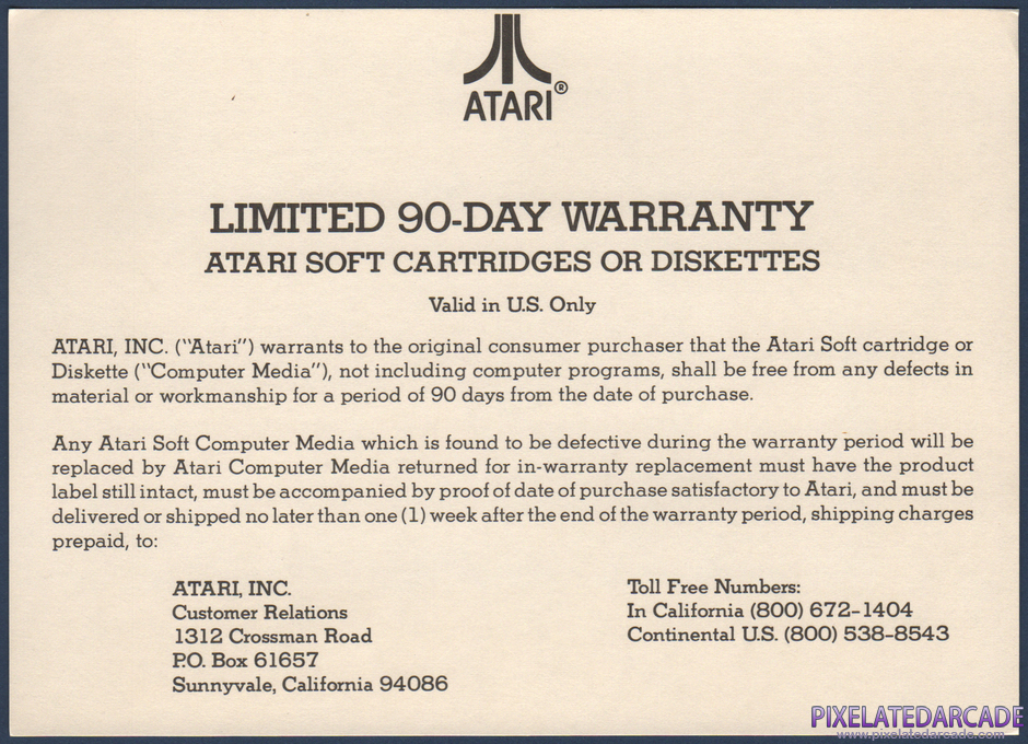 Defender Package Contents: Warranty information card - Front