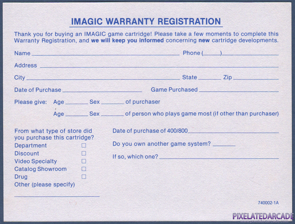 Demon Attack Package Contents: Warranty registration card - Back Demon Attack Package Contents: Warranty registration card - Back