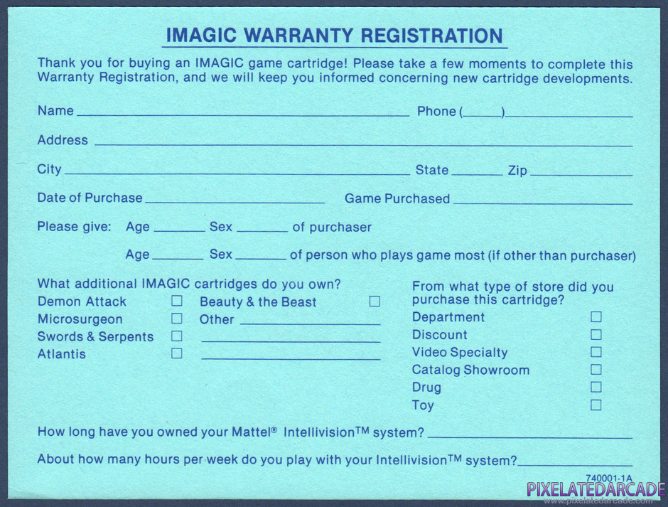 Demon Attack Package Contents: Warranty registration card - Back Demon Attack Package Contents: Warranty registration card - Back