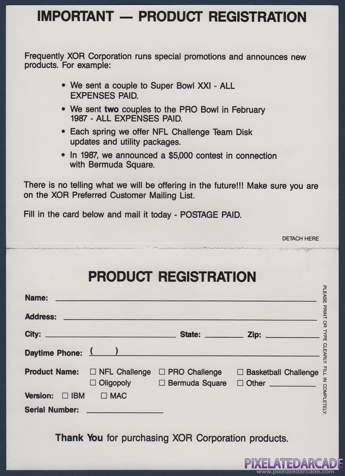 Basketball Challenge Package Contents: Warranty registration card - Back