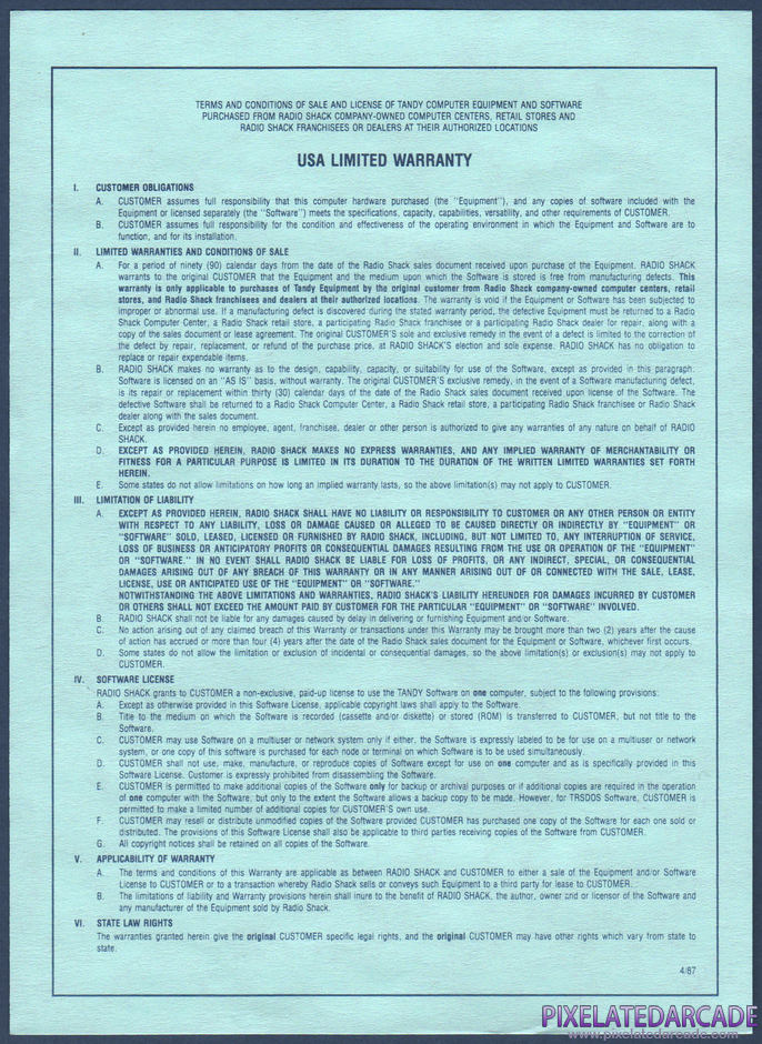 Silpheed Package Contents: Warranty information card