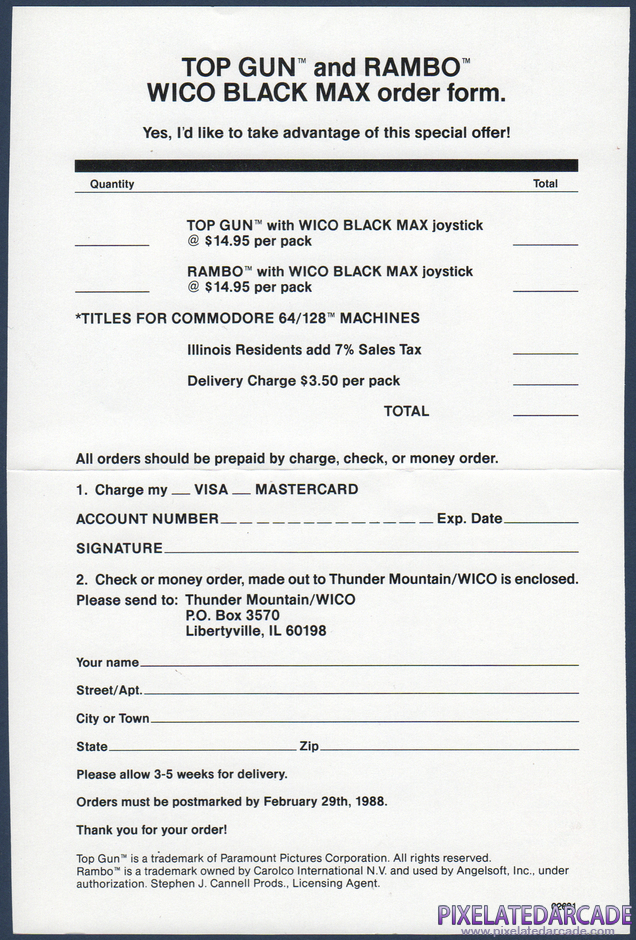 Top Gun Package Contents: Wico joystick advertisement - Back Top Gun Package Contents: Wico joystick advertisement - Back