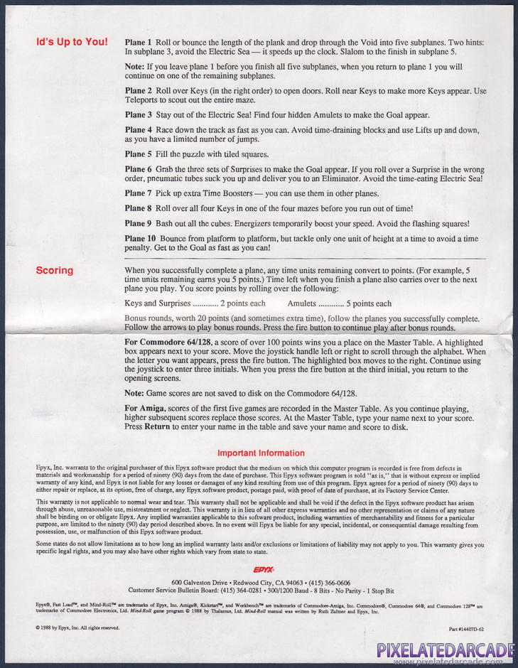 Mind-Roll Package Contents: Instruction sheet - Back Mind-Roll Package Contents: Instruction sheet - Back