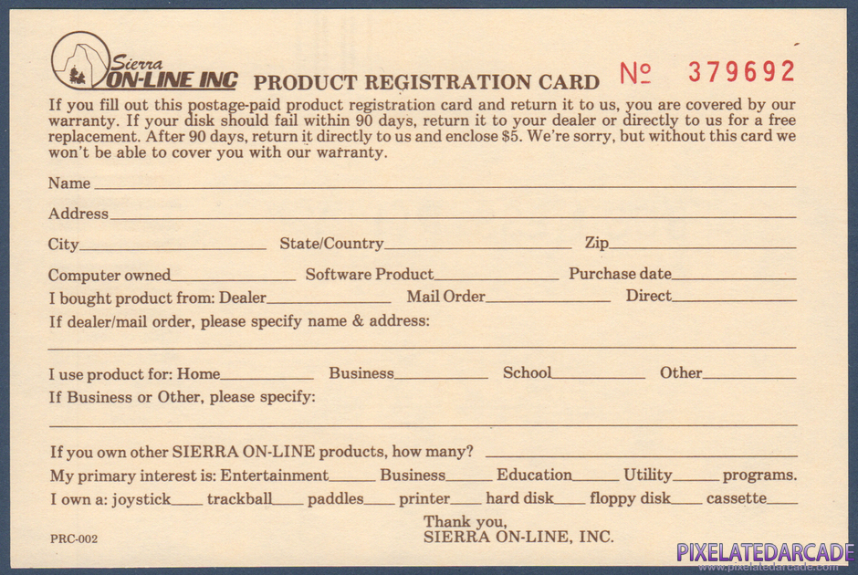 Hi-Res Adventure #4: Ulysses and the Golden Fleece Package Contents: Warranty registration card - Back