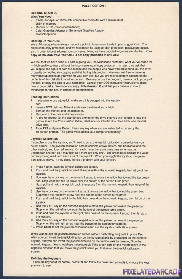 Pole Position II Package Contents: Instruction sheet - Front Pole Position II Package Contents: Instruction sheet - Front