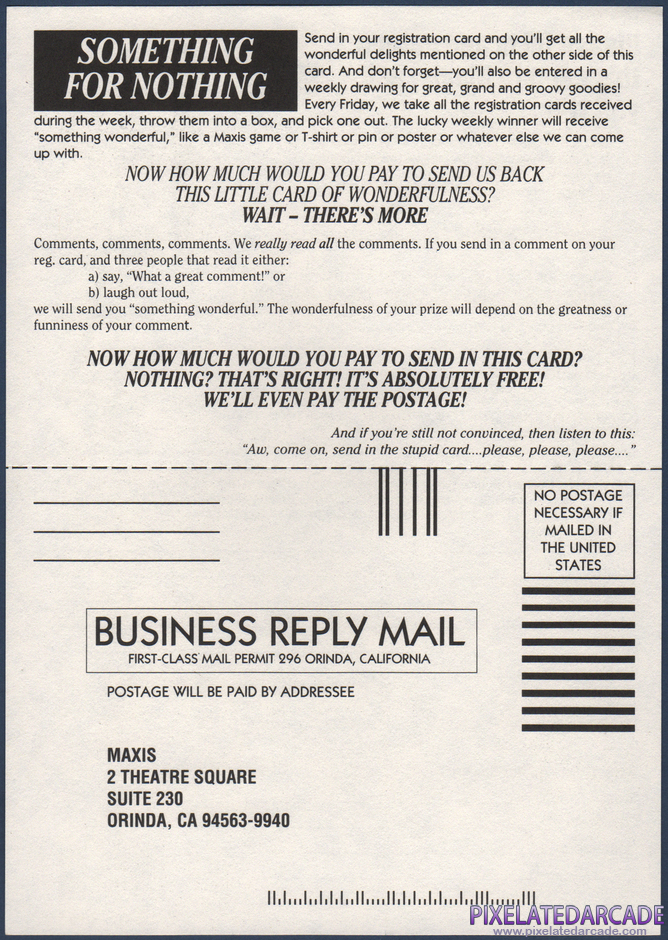 SimAnt: The Electronic Ant Colony Package Contents: Warranty registration card - Back SimAnt: The Electronic Ant Colony Package Contents: Warranty registration card - Back