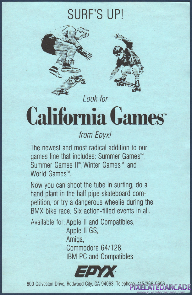 4x4 Off-Road Racing Package Contents: California Games advertisement - Front 4x4 Off-Road Racing Package Contents: California Games advertisement - Front