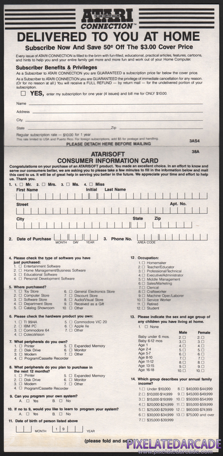 Galaxian Package Contents: Product registration card