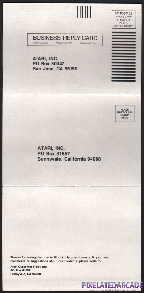 Galaxian Package Contents: Product registration card - Front Galaxian Package Contents: Product registration card - Front