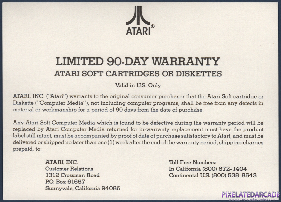 Galaxian Package Contents: Warranty information card - Front Galaxian Package Contents: Warranty information card - Front