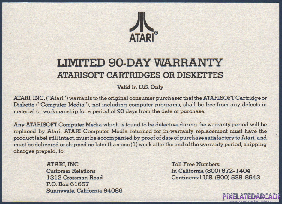 Galaxian Package Contents: Warranty information card - Front Galaxian Package Contents: Warranty information card - Front