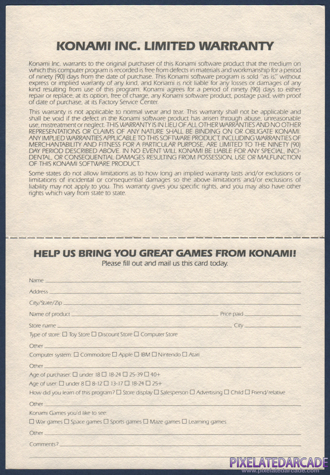 Contra Package Contents: Warranty registration card - Back Contra Package Contents: Warranty registration card - Back
