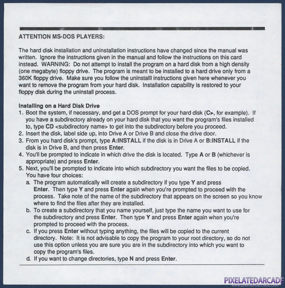 Super Pac-Man Package Contents: IBM version addendum - Front
