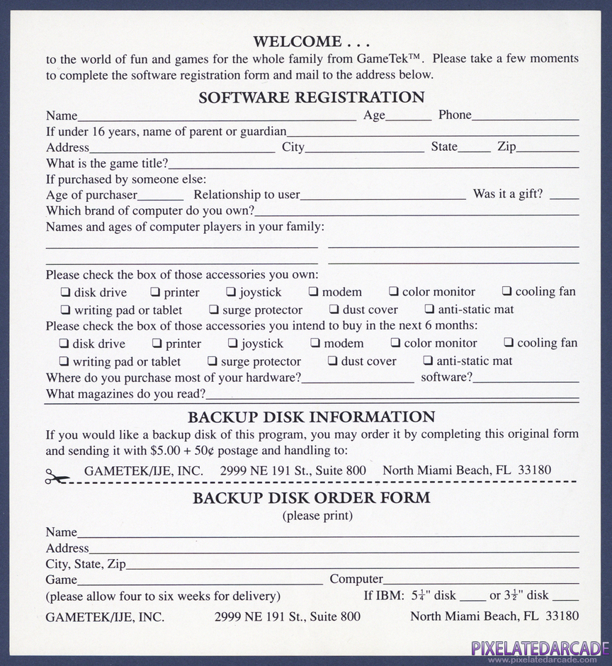 Double Dare Package Contents: GameTek software registration card Double Dare Package Contents: GameTek software registration card